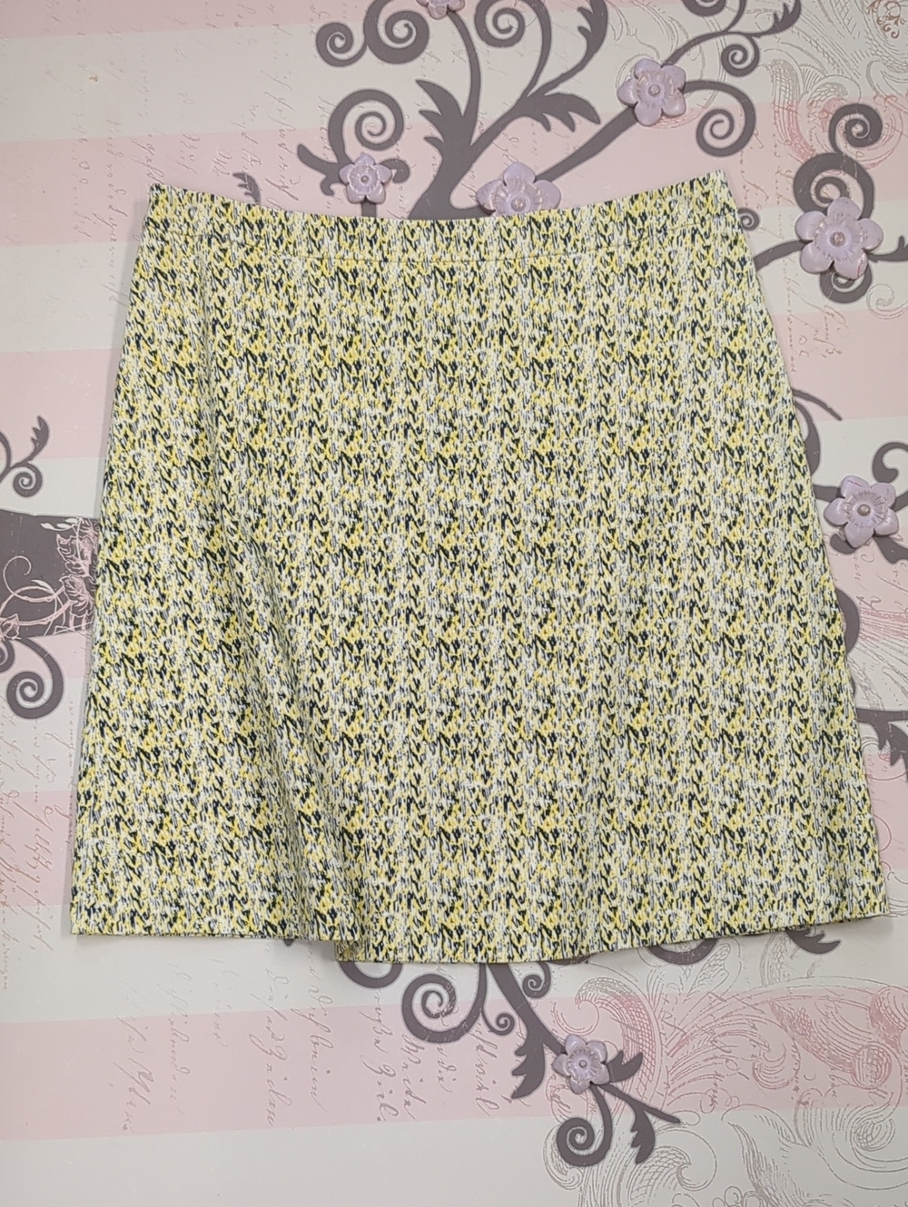 Margaret M Yellow and Black Patterned A-Line Skirt